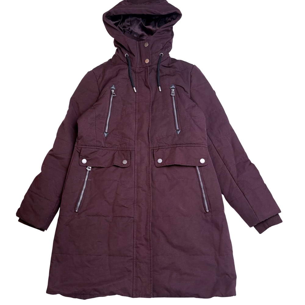 Lucky Brand Quilted Hooded Parka Jacket Burgundy‎ Gorpcore Utility Core Large